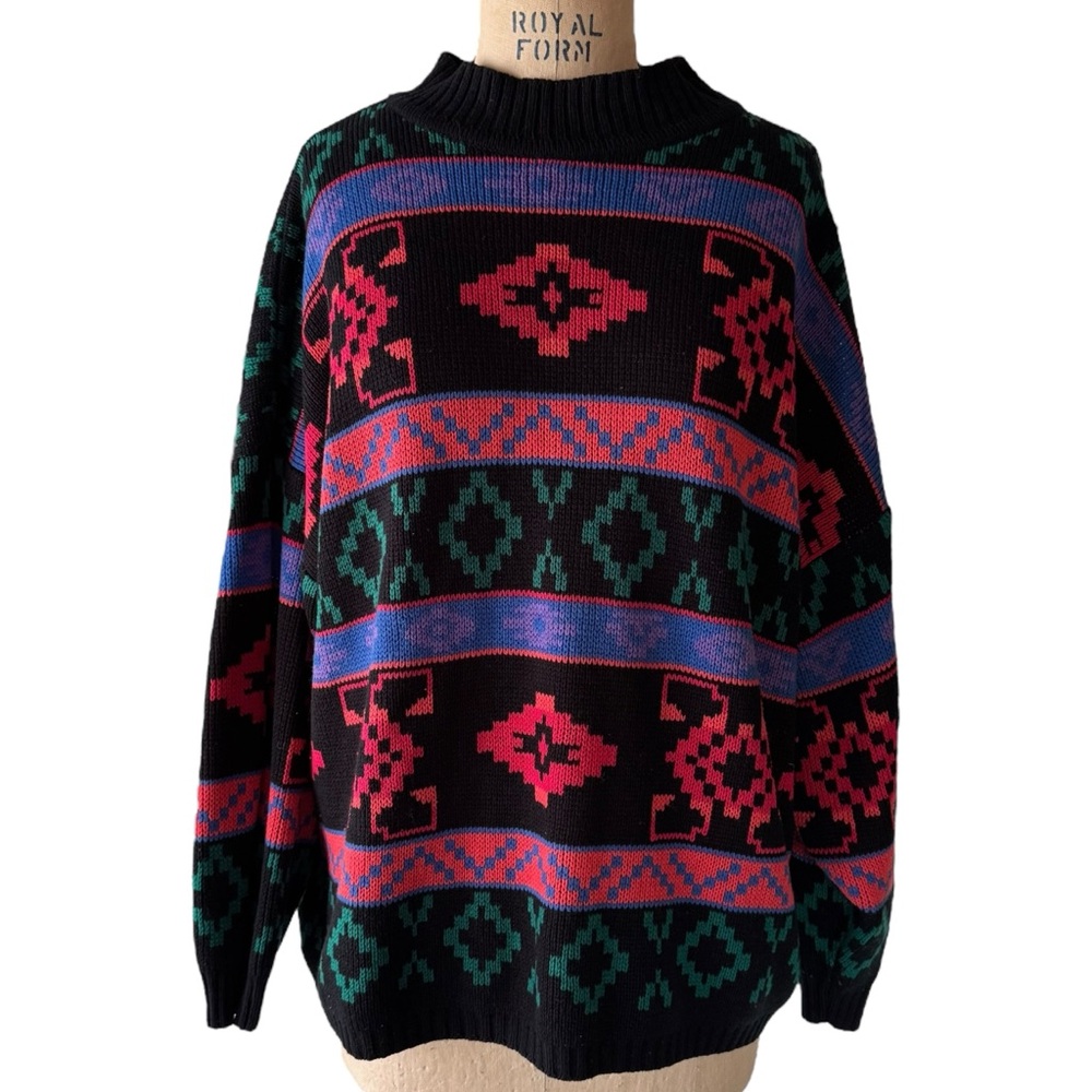 Vintage 80s Knit Stefano Patterned Sweater